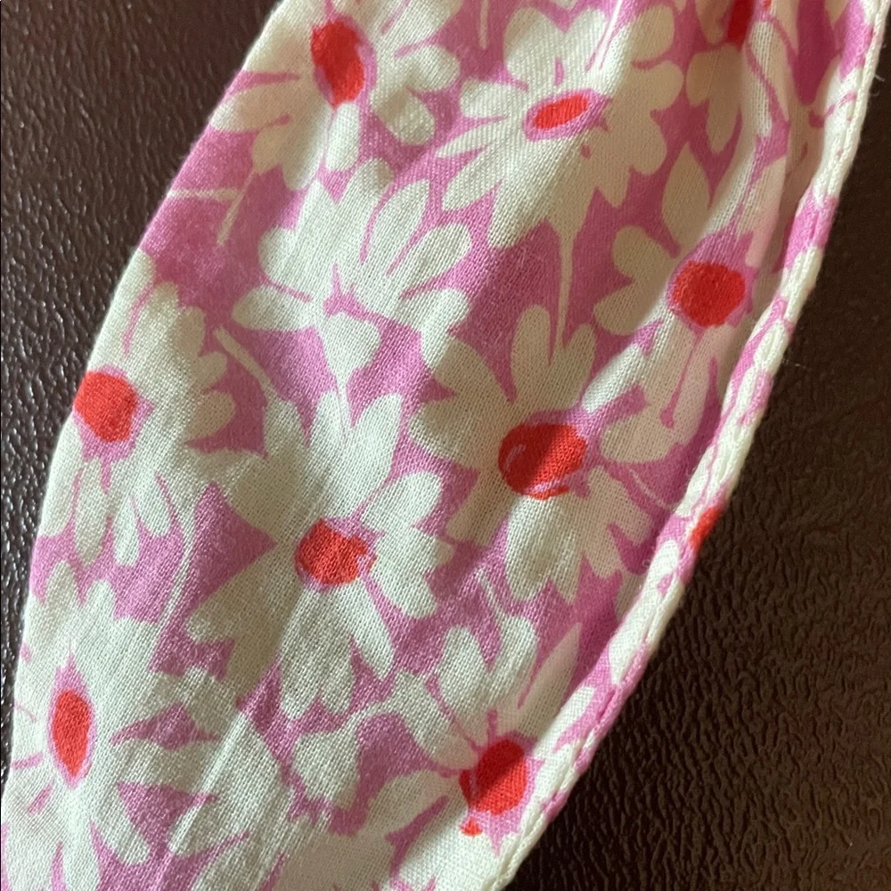 Floral Pink Hair Scrunchie with Bow